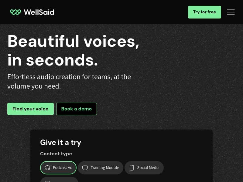 WellSaid Labs screenshot